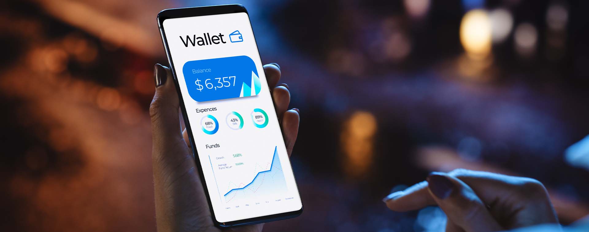 Woman using smartphone to check the balance of an online wallet