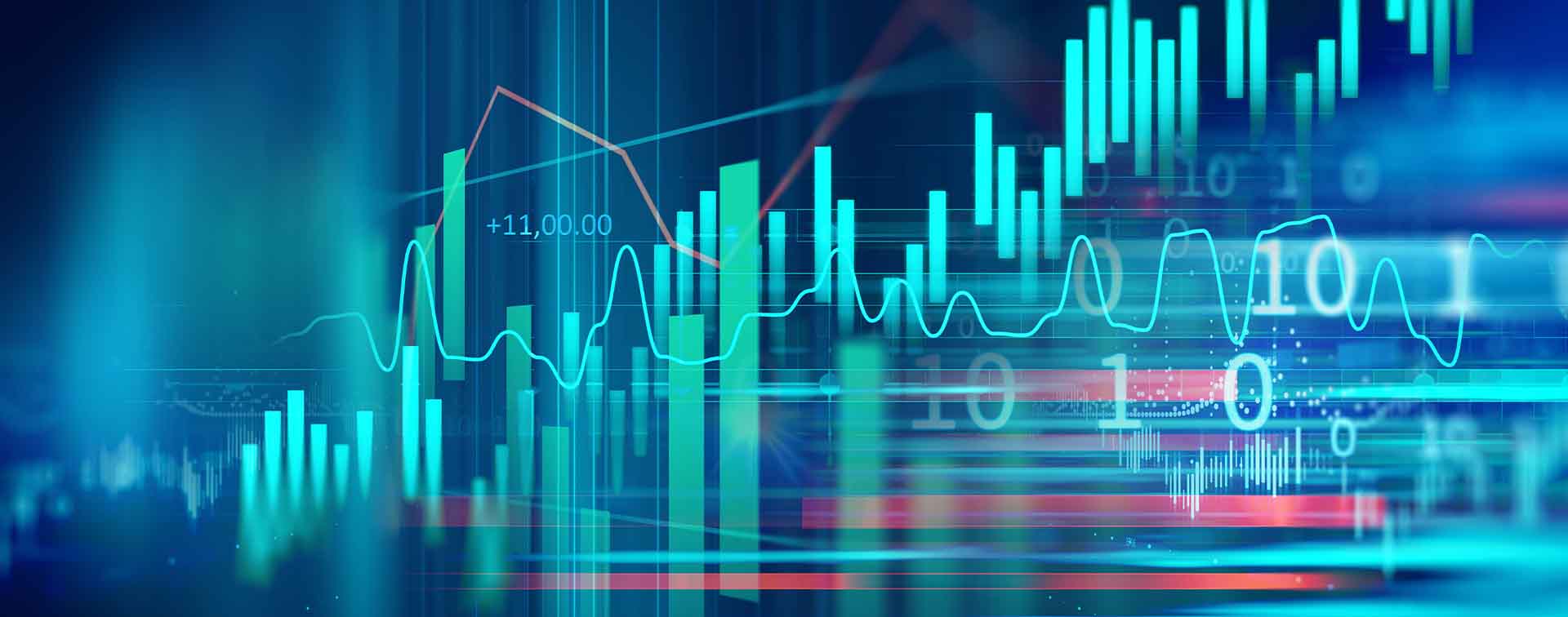 Close up of a screen showing data and charts