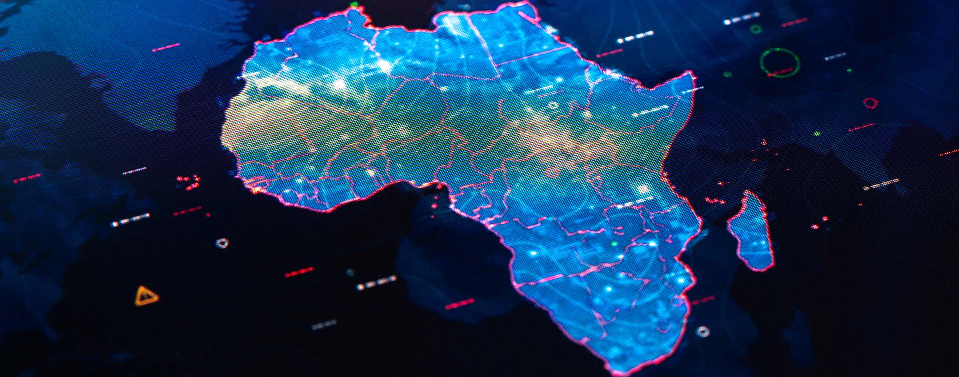Map of Africa on digital display