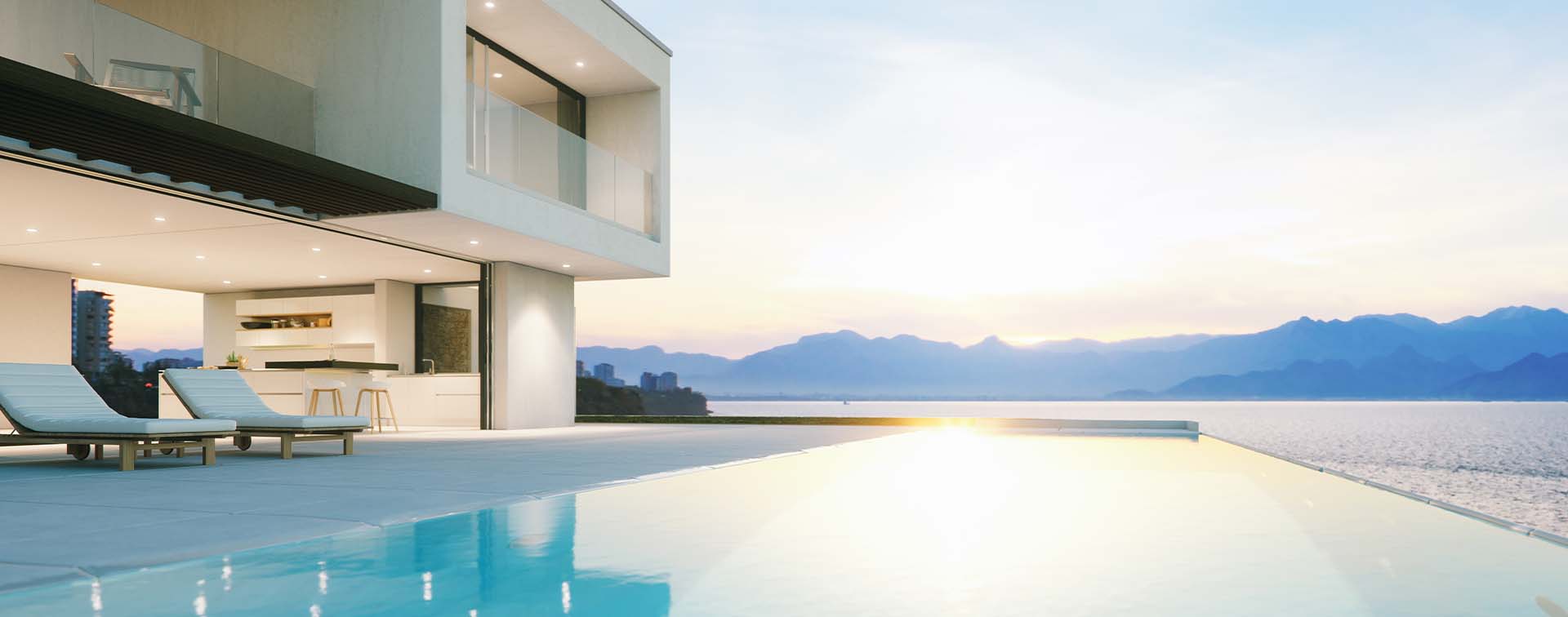 Luxury Holiday Villa With Infinity Pool At Sunset