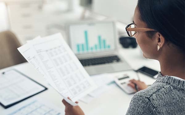 Financial advisor doing calculations