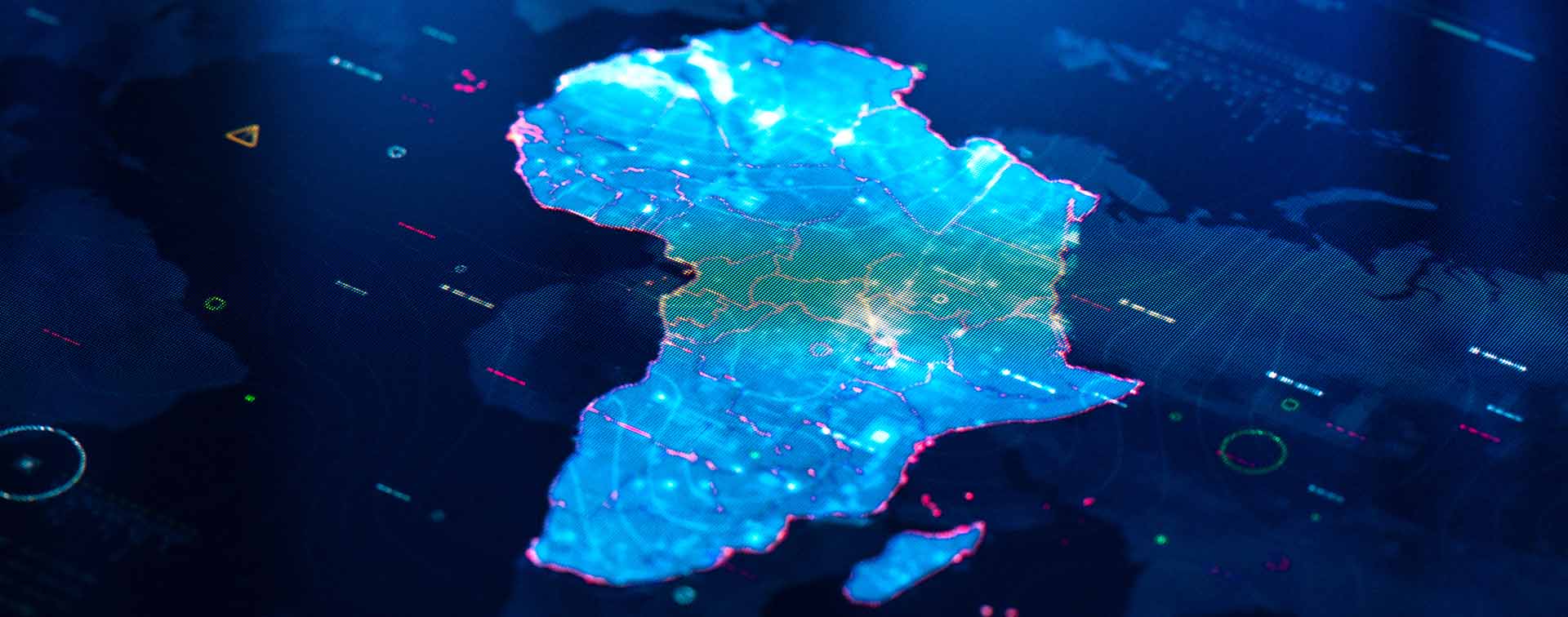 Map of Africa on digital display