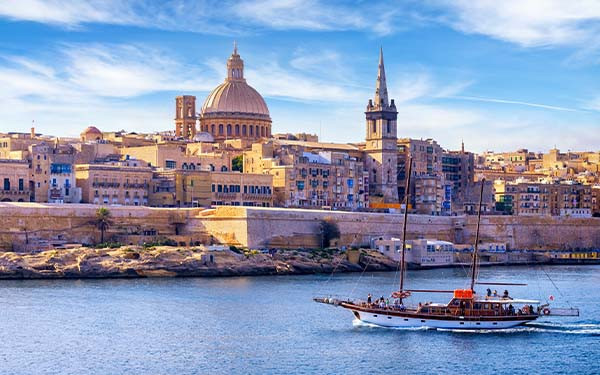 View of Valletta, Malta from Marsamxett Harbou