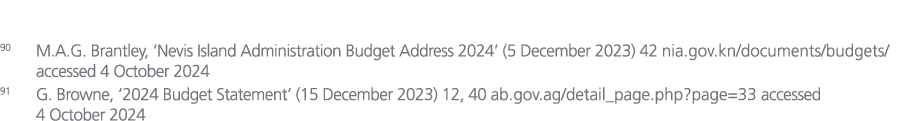 90 M.A.G. Brantley, ‘Nevis Island Administration Budget Address 2024’ (5 December 2023) 42 nia.gov.kn/documents/budge...