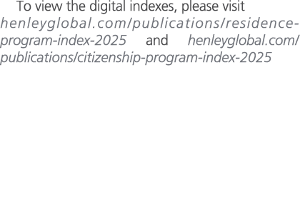 To view the digital indexes, please visit henleyglobal.com/publications/residence program index 2025 and henleyglobal...