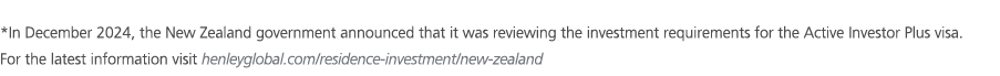 *In December 2024, the New Zealand government announced that it was reviewing the investment requirements for the Act...